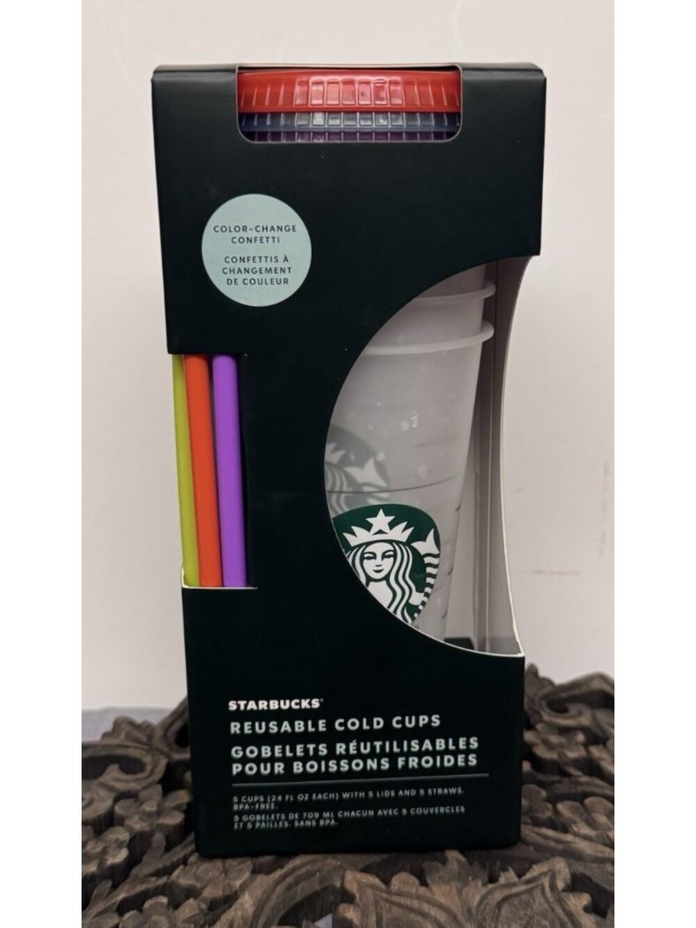 Starbucks Reusable Color Changing Cold Cups Confetti Summer 2021 Set Of 5 New